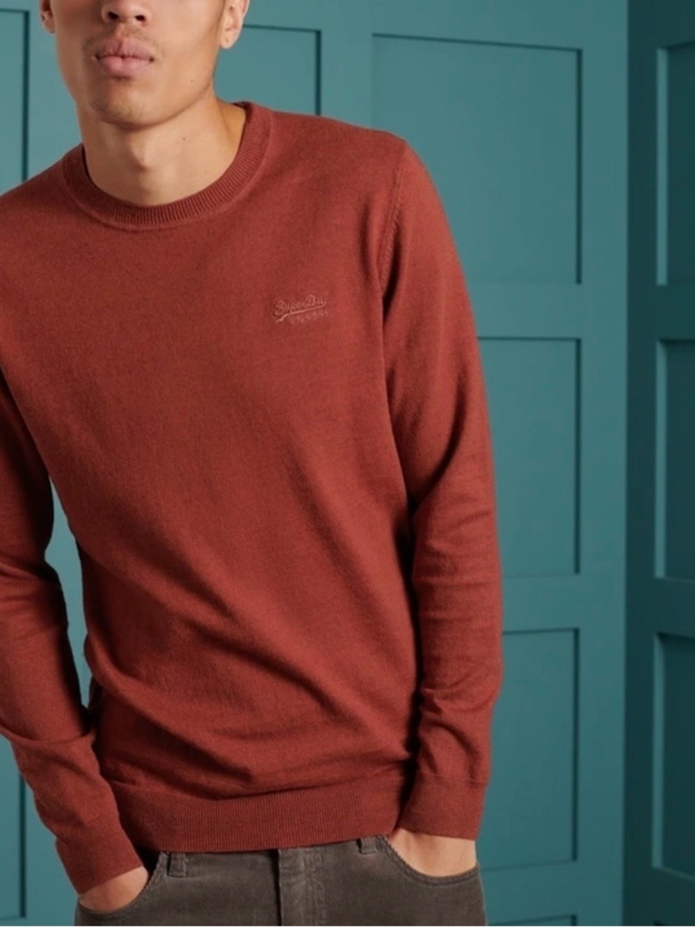 Superdry Crewneck Sweater Jumper Cotton Men's M Orange